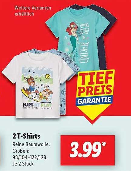 2 T-Shirts - Reine Baumwolle, je 2 Stück