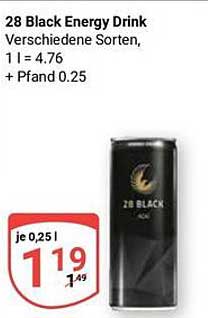 28 Black Energy Drink, 1 l = 4,76 €