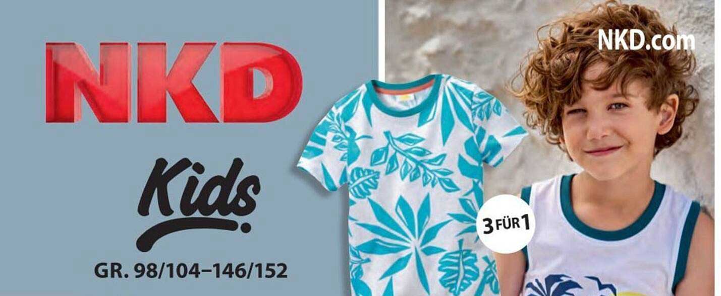 3 für 1 auf NKD Kids T-Shirts in den Größen 98/104 bis 146/152