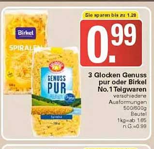 3 Glocken Genuss pur oder Birkel No.1 Teigwaren 500/800g