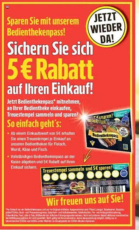 5 € Rabatt auf Ihren Einkauf mit dem Bedientekenpass!