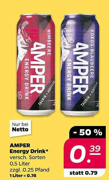 AMPER Energy Drink – Himbeere und Kokos-Blaubeere