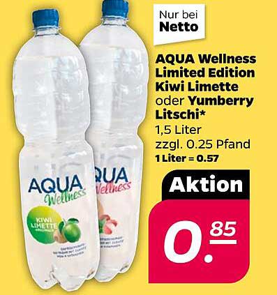 AQUA Wellness Limited Edition Kiwi Limette oder Yumberry Litschi 1,5 Liter