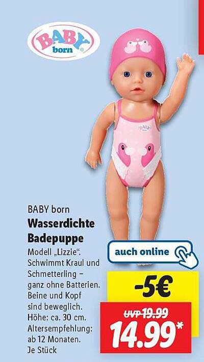 BABY born Wasserdichte Badepuppe Modell 'Lizzie'