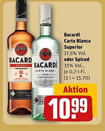 Bacardi Carta Blanca Superior 37,5% Vol. oder Spiced 35% Vol. – Aktion