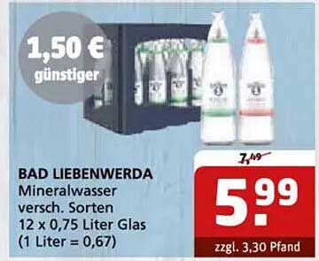 BAD LIEBENWERDA Mineralwasser - 12 x 0,75 Liter Glas