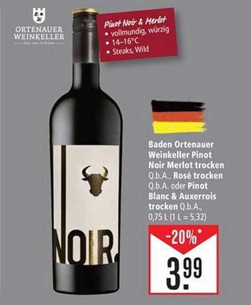 Baden Ortenauer Weinkeller Pinot Noir Merlot trocken 0,75 l