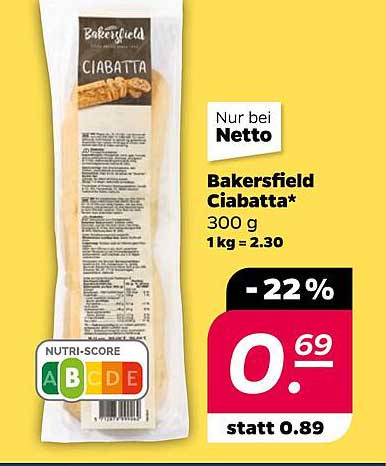Bakersfield Ciabatta 300 g