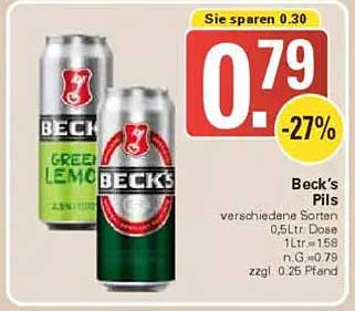 Beck's Pils verschiedene Sorten 0,5L Dose
