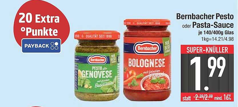 Bernbacher Pesto oder Pasta-Sauce je 140/400 Glas