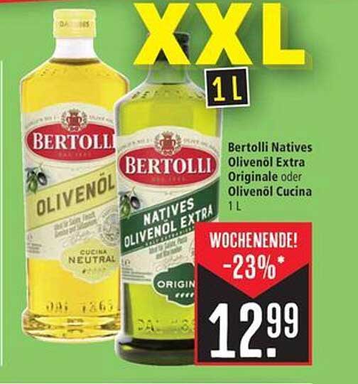 Bertolli Natives Olivenöl Extra Originale oder Olivenöl Cucina 1 L