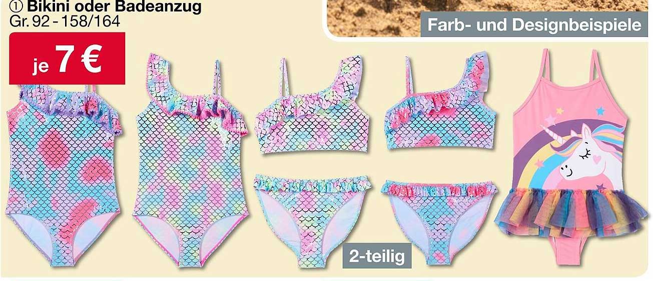 Bikini oder Badeanzug für Kinder (Gr. 92 - 158/164)