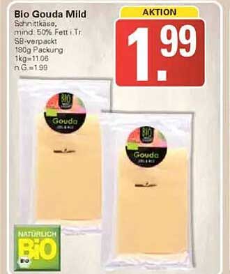 Bio Gouda Mild - 180g Packung zum Aktionspreis von 1,99 €