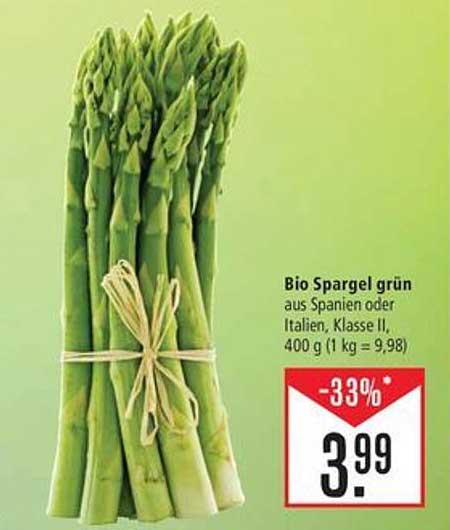 Bio Spargel grün aus Spanien oder Italien, Klasse II, 400 g