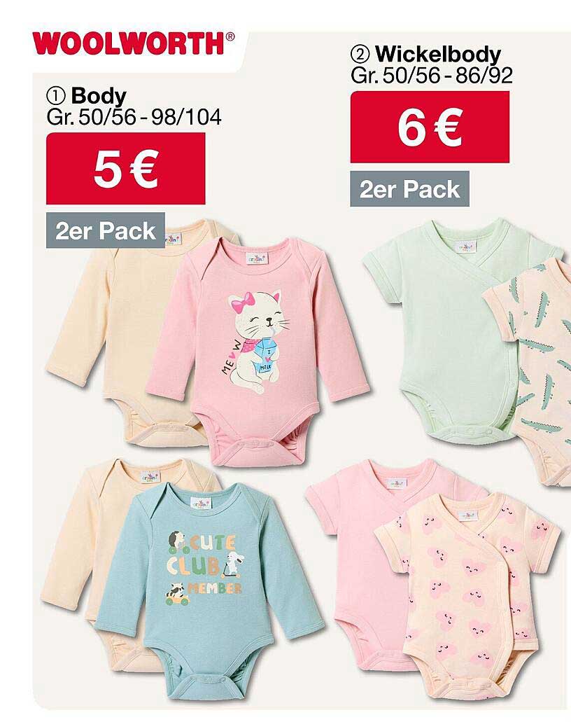 Body 2er Pack und Wickelbody 2er Pack bei Woolworth