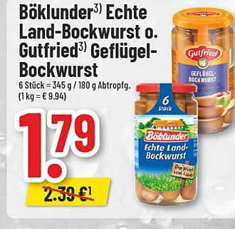 Böklander Echte Land-Bockwurst oder Gutfried Geflügel-Bockwurst