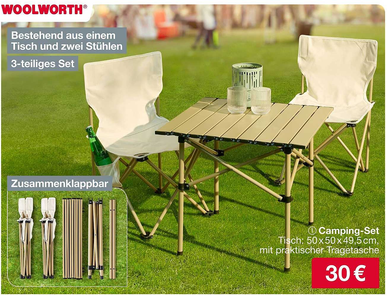 Camping-Set bestehend aus einem Tisch und zwei Stühlen
