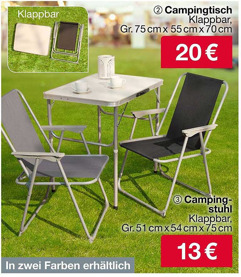 Campingmöbel Set: Klapptisch und Klappstuhl