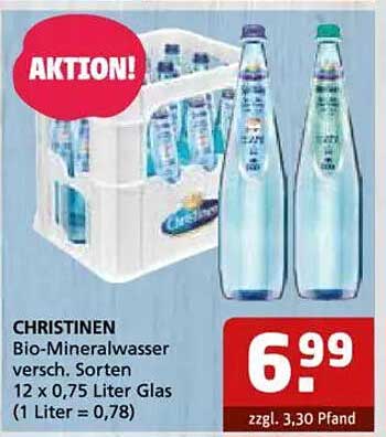 CHRISTINEN Bio-Mineralwasser, 12 x 0,75 Liter Glas