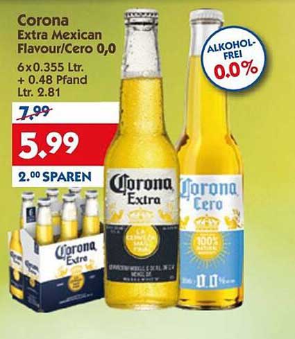 Corona Extra Mexican Flavour/Cero 0,0 - 6 x 0,355 L