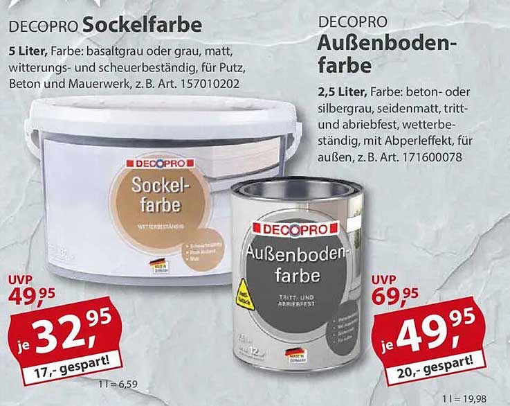 DECOPRO Sockelfarbe und Außenbodenfarbe