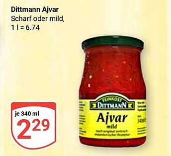Dittmann Ajvar – Scharf oder mild, 340 ml für nur 2,29 €