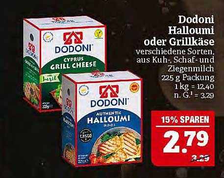 Dodoni Halloumi oder Grillkäse, 225 g Packung