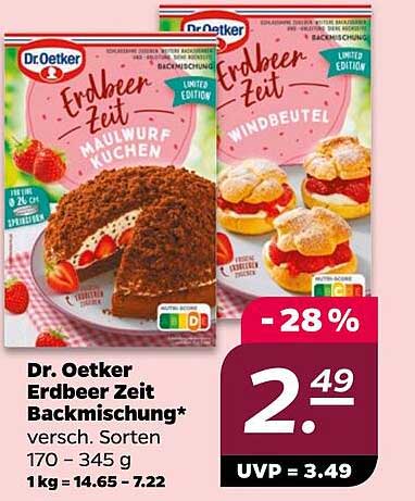 Dr. Oetker Erdbeer Zeit Backmischung* verschiedene Sorten 170 - 345 g