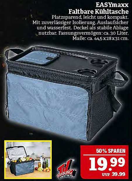 EASYmaxx Faltbare Kühltasche - 30 Liter, platzsparend und leicht