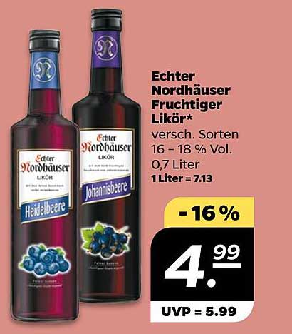 Echter Nordhäuser Fruchtiger Likör - 0,7 Liter