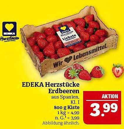 EDEKA Herzstücke Erdbeeren aus Spanien, Kl. I