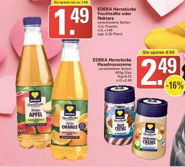 EDEKA Herzstücke Fruchtsäfte oder Nektare – verschiedene Sorten