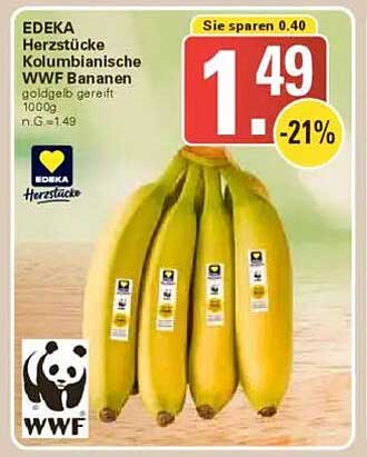 EDEKA Herzstücke Kolumbianische WWF Bananen 1000g