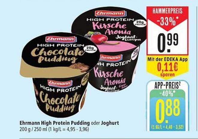 Ehrmann High Protein Pudding oder Joghurt 200 g / 250 ml - Hammerpreis!