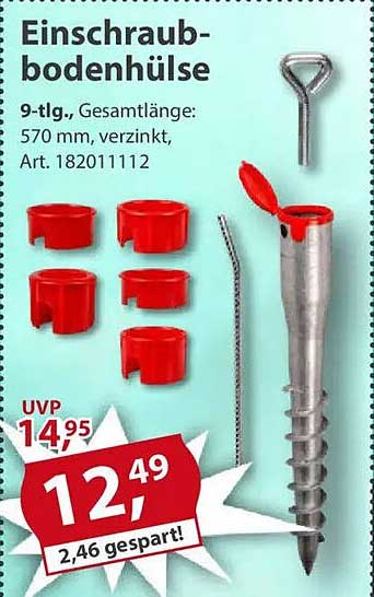 Einschraubbodenhülsen 9-tlg., Gesamtlänge: 570 mm, verzinkt, Art. 182011112