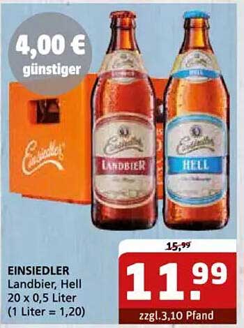 EINSIEDLER Landbier, Hell 20 x 0,5 Liter
