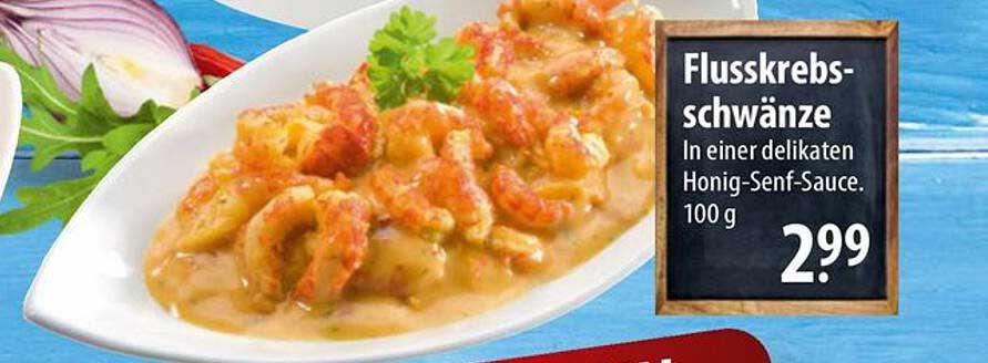 Flusskrebs-schwänze in Honig-Senf-Sauce
