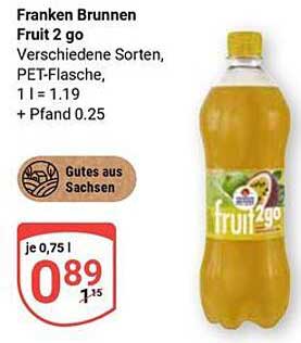 Franken Brunnen Fruit 2 go – Verschiedene Sorten, PET-Flasche
