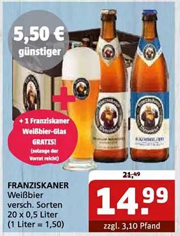 FRANZISKANER Weißbier versch. Sorten 20 x 0,5 Liter