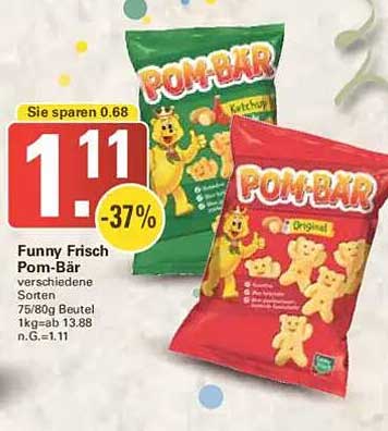 Funny Frisch Pom-Bär verschiedene Sorten 75/80g Beutel