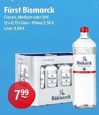 Fürst Bismarck Classic, Medium oder Still 12 x 0,751 Glas