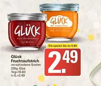 Glück Fruchtaufstrich verschiedene Sorten 230g