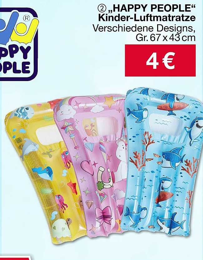 "HAPPY PEOPLE" Kinder-Luftmatratze, verschiedene Designs, Gr. 67 x 43 cm
