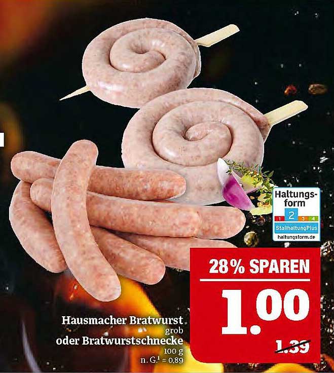 Hausmacher Bratwurst grob oder Bratwurstschnecke