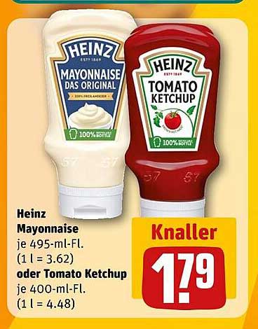 Heinz Mayonnaise oder Tomaten Ketchup zum Knallerpreis!