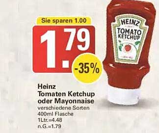 Heinz Tomaten Ketchup oder Mayonnaise 400ml Flasche