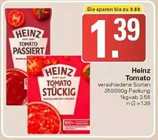 Heinz Tomato Passiert und Stückig – Verschiedene Sorten 350/390g Packung