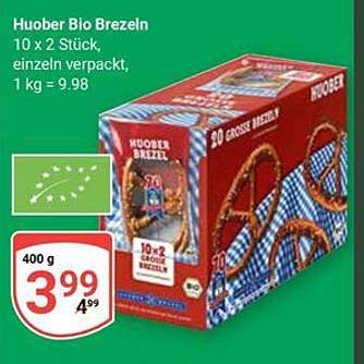 Huober Bio Brezeln 10 x 2 Stück, einzeln verpackt