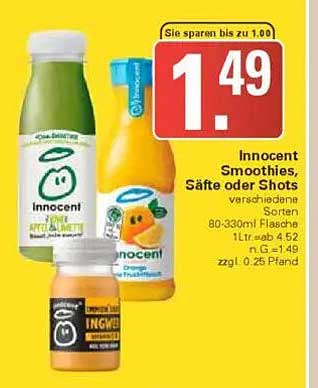 Innocent Smoothies, Säfte oder Shots - verschiedene Sorten