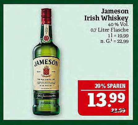 Jameson Irish Whiskey 0,7 Liter Flasche